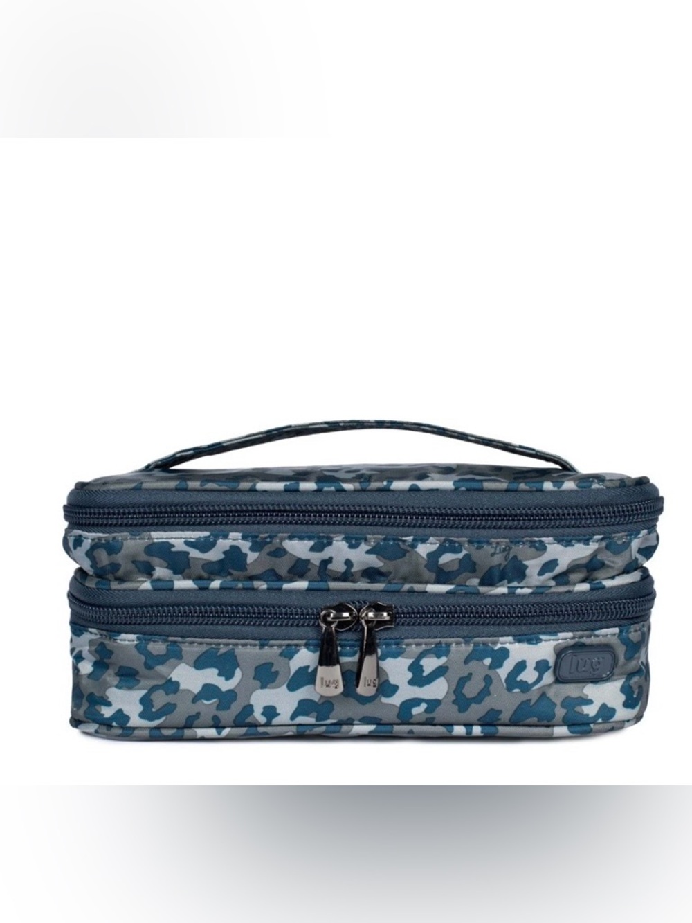 Lug Double Decker Makeup Organizer Leopard Navy